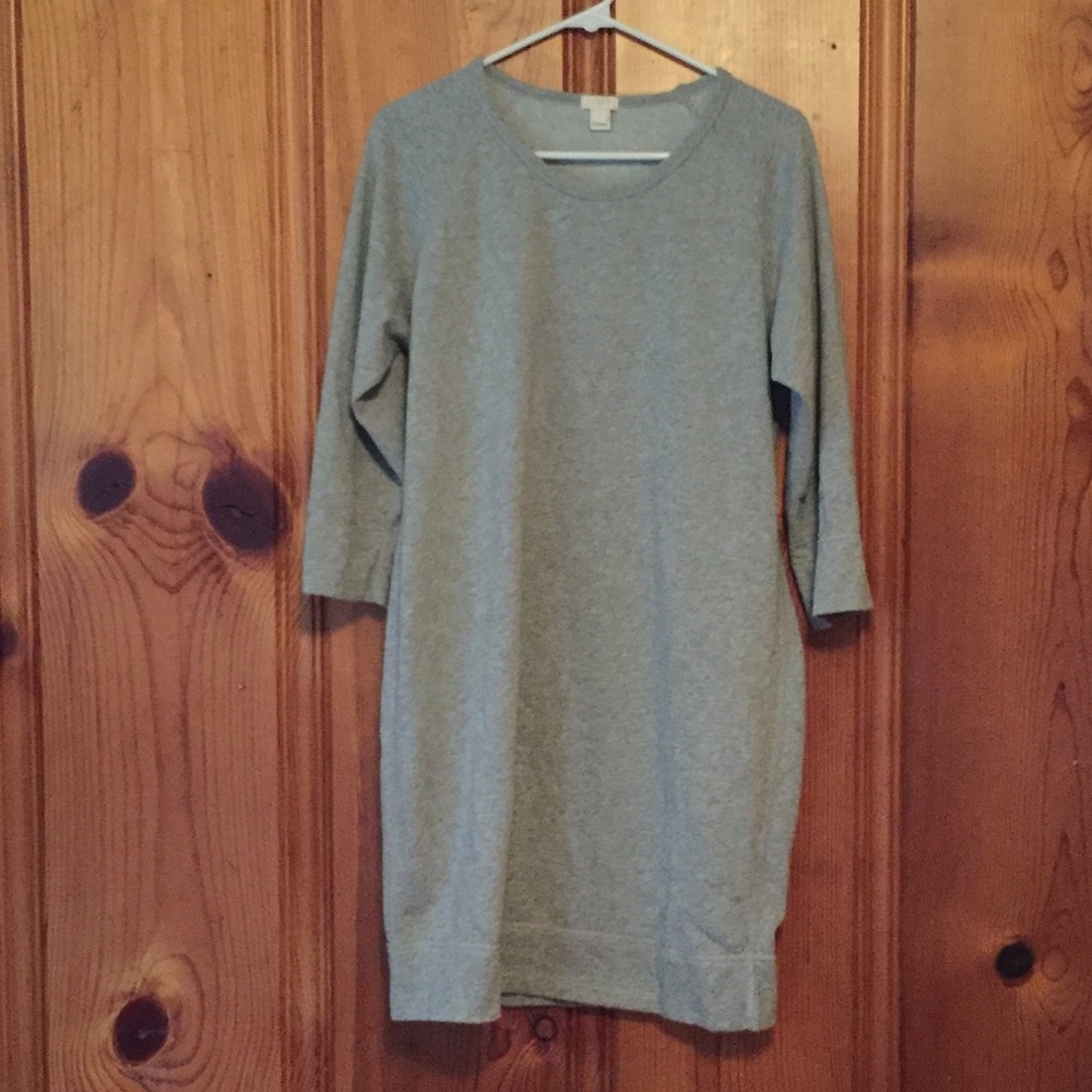 J.Crew 3/4-sleeve Gray Sweatshirt Dress - Large